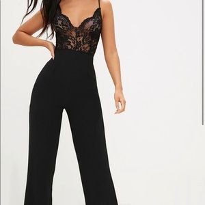 Black Lace Wide Leg Jumpsuit